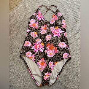 Floral Leopard Print Women's Swimsuit